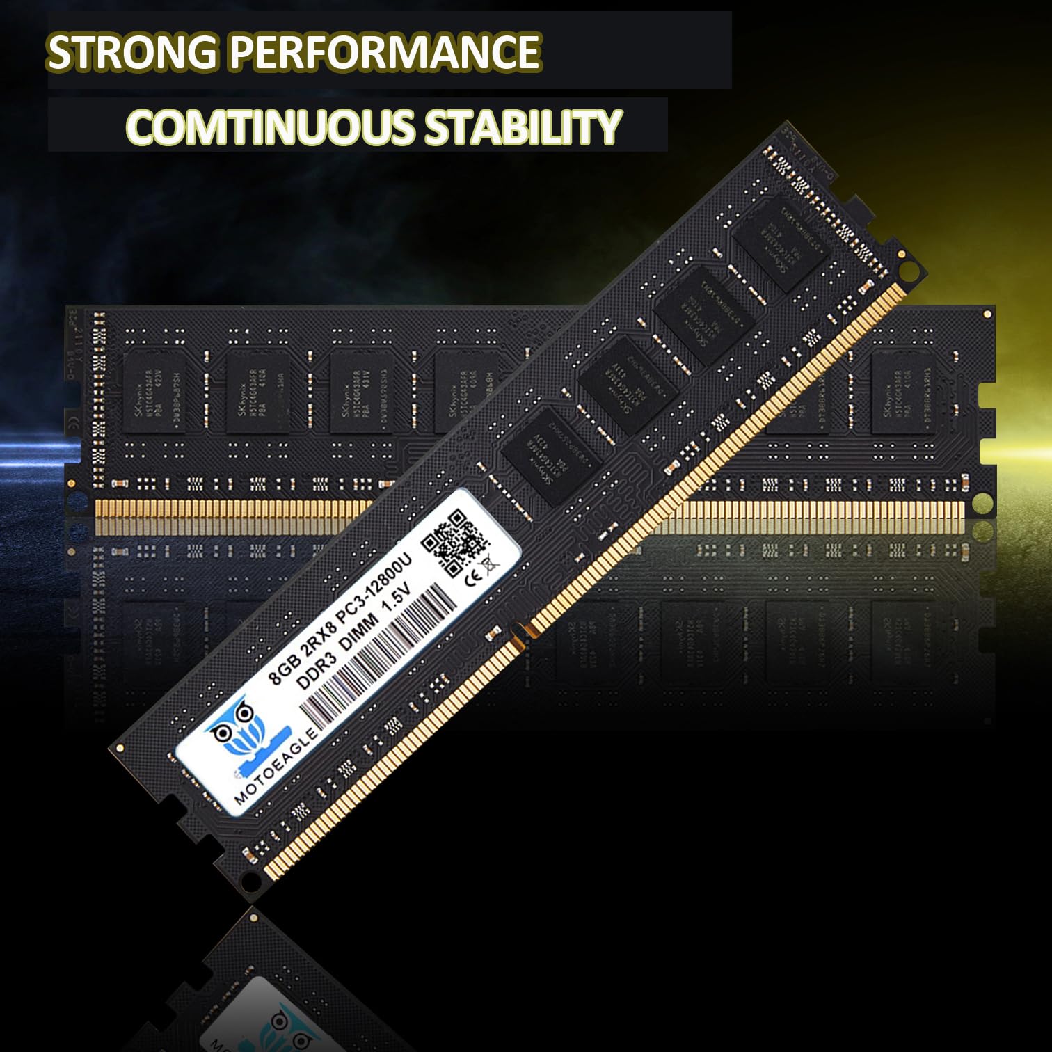 8GB DDR3 1600MHz PC3-12800U-11 Non ECC Unbuffered 1.5V 2Rx8 Dual